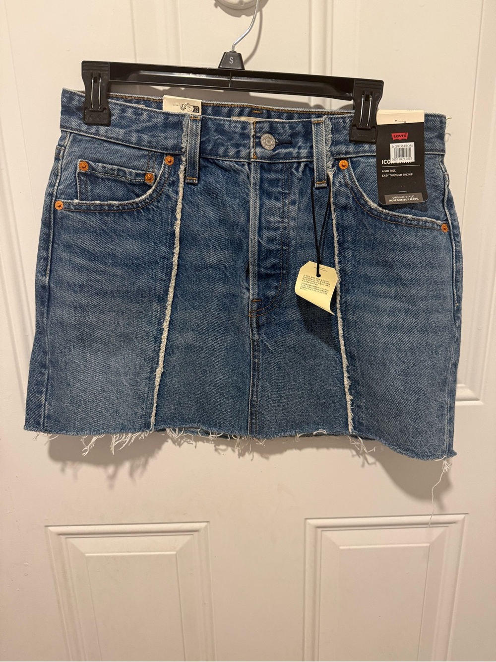 Levi's Medium Blue Denim Mini Skirt with Raw Hem